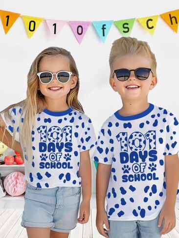 100 Days of School Shirt for Boys Girls Funny 101 Day of School Costume Short Sleeve Graphic Tee Tops Kids 3T-8T in Kuwait