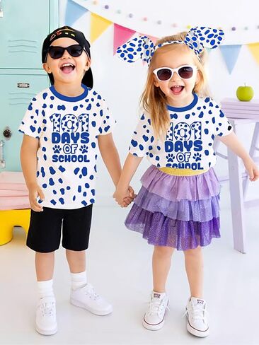 100 Days of School Shirt for Boys Girls Funny 101 Day of School Costume Short Sleeve Graphic Tee Tops Kids 3T-8T in Kuwait