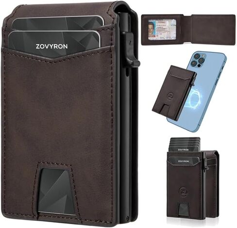 Wallet for Men - Slim Magsafe Wallet With Pop Up Card Holder Minimalist RFID Wallet with ID Slots, Smart Magnetic Wallet for iPhone 15/14/13/12 series (Black) in Saudi Arabia