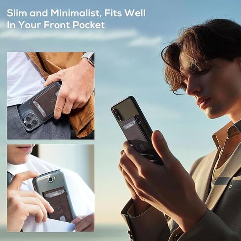 Wallet for Men - Slim Magsafe Wallet With Pop Up Card Holder Minimalist RFID Wallet with ID Slots, Smart Magnetic Wallet for iPhone 15/14/13/12 series (Black) in Saudi Arabia
