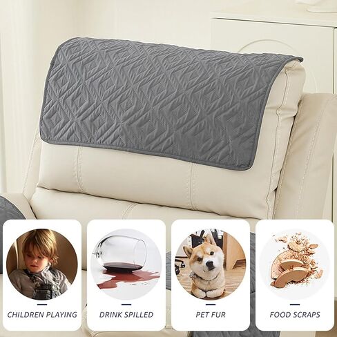 Headrest Cover for Recliner Chair, 3 Pieces Non Slip Wear Resistant Sofa Headrest Protector, Polyester Headrest Cover for Home Office Recliner Sofa (Dark Gray) in Saudi Arabia