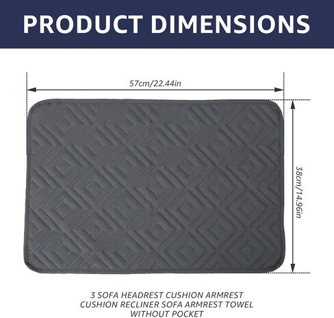 Headrest Cover for Recliner Chair, 3 Pieces Non Slip Wear Resistant Sofa Headrest Protector, Polyester Headrest Cover for Home Office Recliner Sofa (Dark Gray) in Saudi Arabia