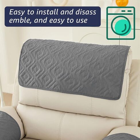 Headrest Cover for Recliner Chair, 3 Pieces Non Slip Wear Resistant Sofa Headrest Protector, Polyester Headrest Cover for Home Office Recliner Sofa (Dark Gray) in Saudi Arabia