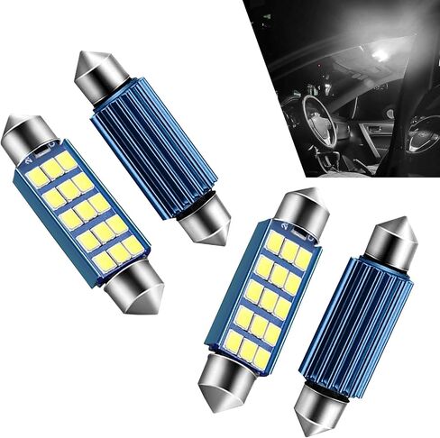 4 PCS Car 42mm Indoor Light, 1.6" x 0.3" 2835 Chipset High Spotlight Low Energy Consumption LED Double Pointed Lamp, 211-2 569 6411 6451 Dome Map License Plate Light, Universal Cars (Blue) in Saudi Arabia