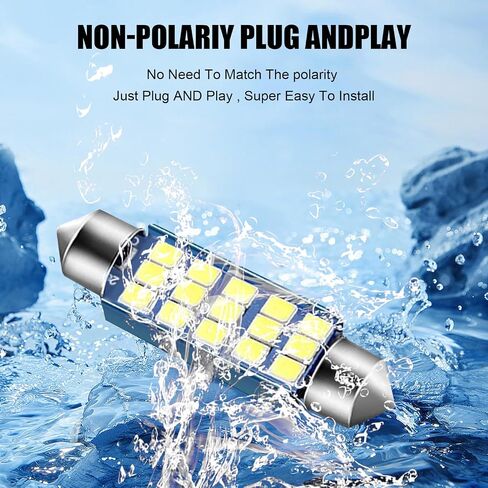 4 PCS Car 42mm Indoor Light, 1.6" x 0.3" 2835 Chipset High Spotlight Low Energy Consumption LED Double Pointed Lamp, 211-2 569 6411 6451 Dome Map License Plate Light, Universal Cars (Blue) in Saudi Arabia