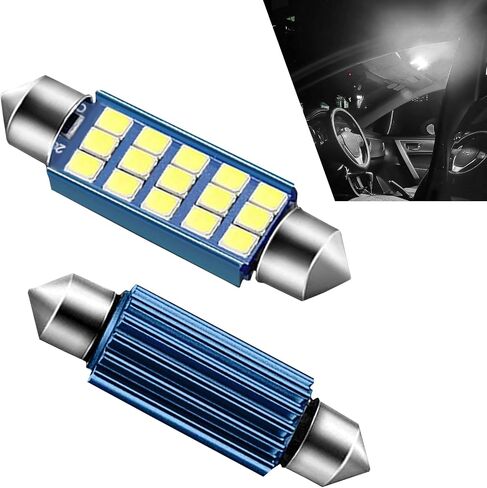 4 PCS Car 42mm Indoor Light, 1.6" x 0.3" 2835 Chipset High Spotlight Low Energy Consumption LED Double Pointed Lamp, 211-2 569 6411 6451 Dome Map License Plate Light, Universal Cars (Blue) in Saudi Arabia