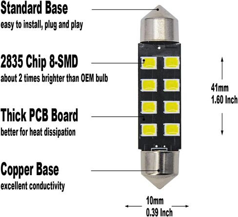 Yoper DE3021 DE3022 LED Light Bulbs for Interior Dome Map Door Courtesy License Plate White Canbus Error Free Festoon (28MM) in Kuwait