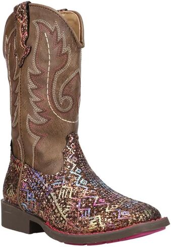 ROPER Kids Girls Aztec Glitter Square Toe كاجوال أحذية متوسطة الساق - بني in Kuwait