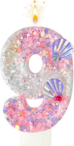 Zlongron Pink Number Candles, Handmade Shell Sequin Birthday Candles, Suitable for Birthdays, Anniversaries, commemorations, Theme Party Supplies, Decorations Number 4 Candle in Kuwait