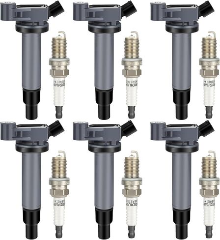 Set of 6 Ignition Coil Pack with 6*Spark Plug Fit for 2002-2006 for Toyota Camry 2001-2003 for Toyota Highlander 1999-2003 for Lexus ES300 RX300 2000-2004 for Toyota Avalon 3.0L, Replace UF267 in Kuwait