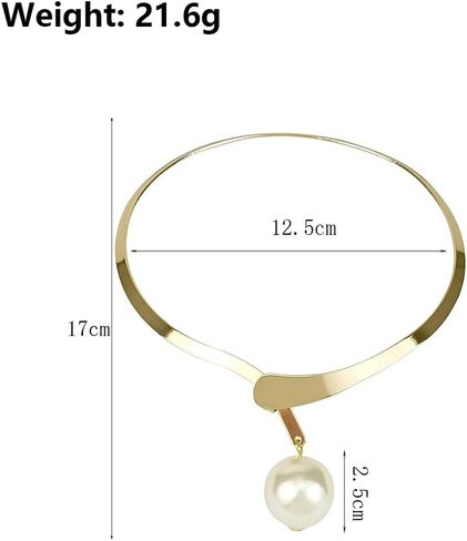 Chunky Pearls Choker Necklace for Women 14K Gold Plated Big Pearl Cuff Collar Necklace Thick Pearl Strands Clavicle Necklace Accessories Gifts in Kuwait