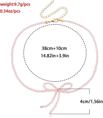 WLL Boho Beaded Choker Necklace Gold Bow Ribbon Chain Chokers Necklace Vintage Crystal Bowknot Necklace Wedding Party Prom Necklace Jewelry for Women in Saudi Arabia