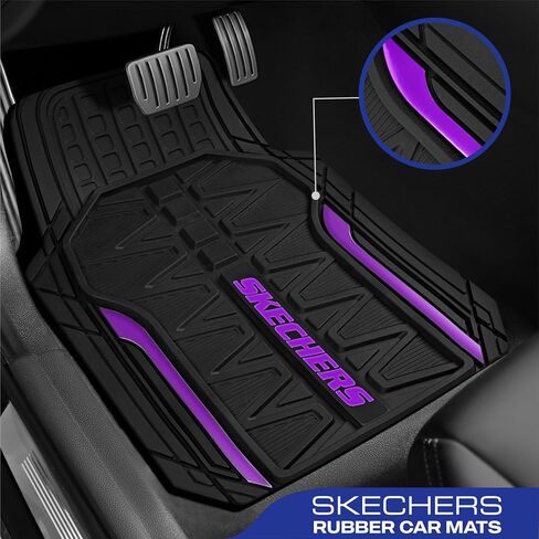 Skechers Car Floor Mats,Heavy Duty Rubber Car Mats Full Set,All -Weather Car Mats,Waterproof Trim-to Fit Universal Floor Liner Car Accessories,Automotive Floor Mats for Cars Trucks SUV,Purple in Saudi Arabia