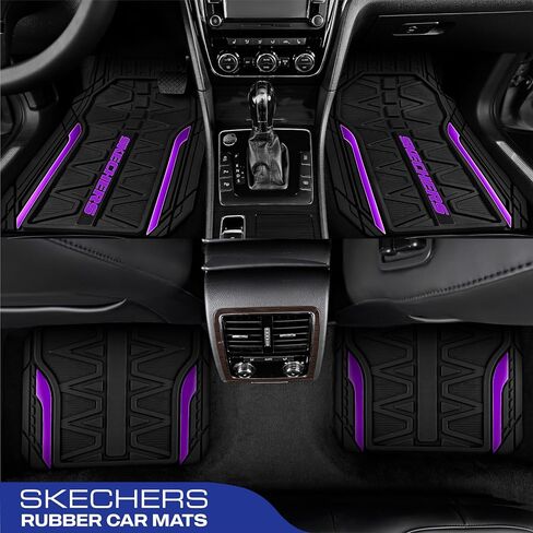 Skechers Car Floor Mats,Heavy Duty Rubber Car Mats Full Set,All -Weather Car Mats,Waterproof Trim-to Fit Universal Floor Liner Car Accessories,Automotive Floor Mats for Cars Trucks SUV,Purple in Saudi Arabia