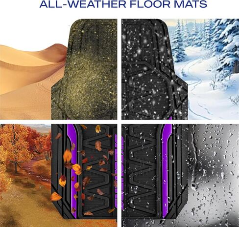 Skechers Car Floor Mats,Heavy Duty Rubber Car Mats Full Set,All -Weather Car Mats,Waterproof Trim-to Fit Universal Floor Liner Car Accessories,Automotive Floor Mats for Cars Trucks SUV,Purple in Saudi Arabia