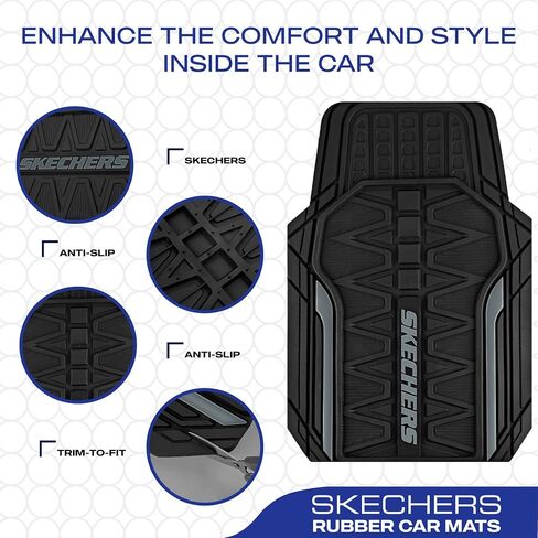Skechers Car Floor Mats,Heavy Duty Rubber Car Mats Full Set,All -Weather Car Mats,Waterproof Trim-to Fit Universal Floor Liner Car Accessories,Automotive Floor Mats for Cars Trucks SUV,Purple in Saudi Arabia