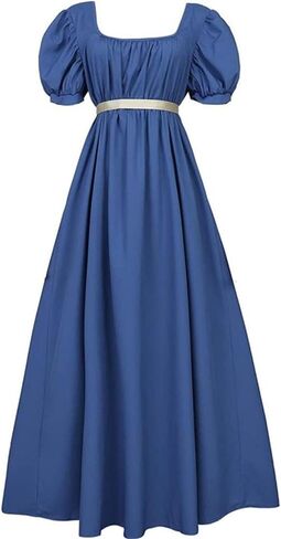 Regency Dresses for Women Empire Waist Puff Sleeve Medieval Evening Dress Victorian Fancy Tea Gown Halloween Costume in Saudi Arabia