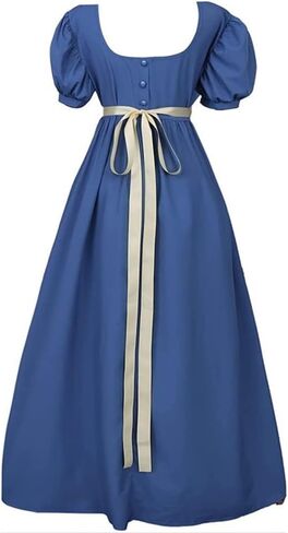 Regency Dresses for Women Empire Waist Puff Sleeve Medieval Evening Dress Victorian Fancy Tea Gown Halloween Costume in Saudi Arabia
