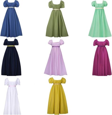 Regency Dresses for Women Empire Waist Puff Sleeve Medieval Evening Dress Victorian Fancy Tea Gown Halloween Costume in Saudi Arabia