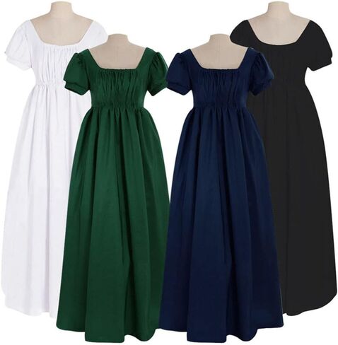 Regency Dresses for Women Empire Waist Puff Sleeve Medieval Evening Dress Victorian Fancy Tea Gown Halloween Costume in Saudi Arabia