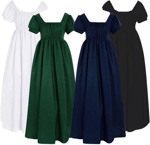 Regency Dresses for Women Empire Waist Puff Sleeve Medieval Evening Dress Victorian Fancy Tea Gown Halloween Costume in Saudi Arabia