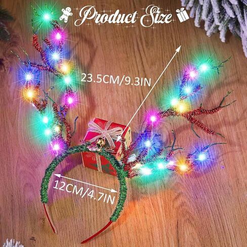 CAKURE Light up Christmas Reindeer Antlers Headband LED Deer Antlers Headbands Xmas Costume Hair Accessoies in Saudi Arabia