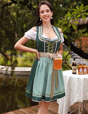 Clearlove Women's Oktoberfest Costume Dress Dirndl Dresses Women German Beer Costumes Outfit for Carnival in Kuwait