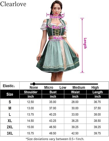 Clearlove Women's Oktoberfest Costume Dress Dirndl Dresses Women German Beer Costumes Outfit for Carnival in Kuwait