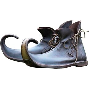Medieval-Style Leather Poulaine Shoes with Pointed Toe