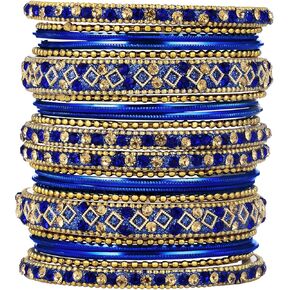 Aheli Ethnic Colorful Metal Bangles Chudha Set Stone Studded Bangle Set Indian Wedding Wear Fashion Jewelry Gift for Women
