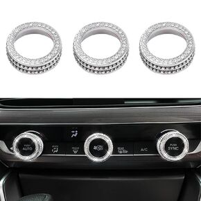 LECART Bling Car Interior Air Conditioning Knob Cover for Honda Car Interior Bling Accessories Metal AC Switch Cover Caps Compatible for Honda Accord 2018 2019 2020 Silver Pack of 3