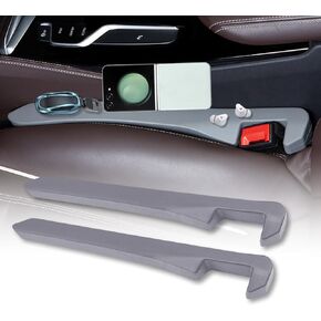 Leather Car Seat Gap Filler 2 Packs, Seat Crevice Blocker Between Seat and Center Console for Car Truck SUV, Stop Things from Dropping, Universal Car Essentials Interior Accessories Grey