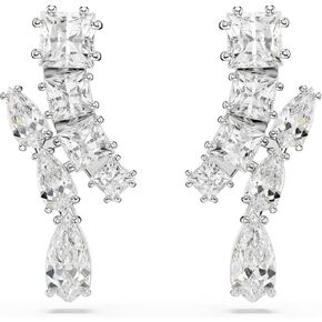 Swarovski Matrix Drop Earrings, Mixed Cuts, Clear, Rhodium Finished