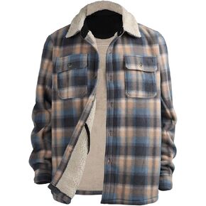 Yasumond Flannel Jackets for Men Zipper Heavy Fleece Lined Hoodies XXL