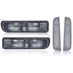 PIT66 Smoked Bumper Turn Signal Combo and Corner Side Marker Lamps Set Compatible with Jeep Cherokee XJ Chassis 1997 1998 1999 2000 2001 Driver & Passenger Side 4PCS