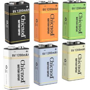 9V Batteries 2pack-9V Rechargeable Lithium ion battery 1200mAh stable output replacement batteries for microphone or smoke detector