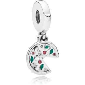 MiniJewelry Pizza Dangle Charm Compatible with Pandora Charms Bracelets Cubic Zirconia