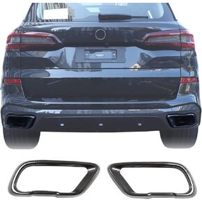 YIWANG Stainless Steel Exterior Accessories Exhaust Muffler Tail Pipe Trim Cover 2pcs For BMW X5 G05 X7 G07 2019-2021 M Sport Version (Carbon Fiber)