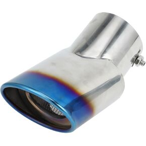 Curved Slant Exhaust Tip Rear 2.9" Inlet 3.5" Outlet 6.4" Length Tailpipe for Land Rover Range Rover 02-10 Stainless Steel Burnt Blue Bolt on