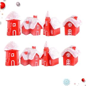 FOMIYES Christmas Winter Village Houses Ornament, Resin Christmas Miniature Houses for Christmas Party Micro Landscape Garden Dollhouse Winter Decor (Random Style)