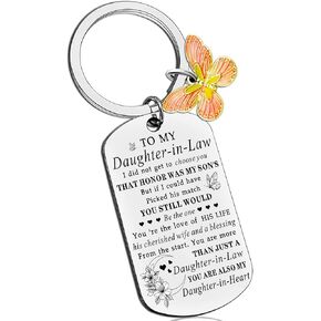 Daughter in Law Gift from Mother in Law Women Birthday Gifts Mothers Day Gifts for Daughter in Law Daughter-in-Law Gifts from Mom-in-law Sentimental Wedding Day Keychain For Daughter