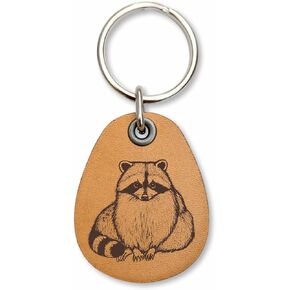 Raccoon - Genuine Leather Keychain - Wildlife keychains