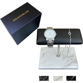 Men's Premium Watch Display Stand,Watch Stand,Watch Organizer,Watch Holder,Bracelet Display Stand,Elegant Marble Base with Leather Surface (black)