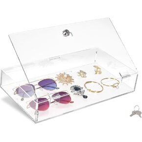MOOCA Lockable Acrylic Display Cases for Collectibles with a Luxurious Removable Pad, Ideal for Showcasing Collectibles, Watches, Jewelry, Eyewear, and Knives