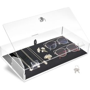 MOOCA Lockable Acrylic Display Cases for Collectibles with a Luxurious Removable Pad, Ideal for Showcasing Collectibles, Watches, Jewelry, Eyewear, and Knives in Kuwait