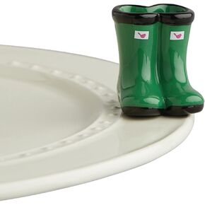 nora fleming Jumpin' Puddles (Green Wellies) A227 - Hand-Painted Ceramic Holiday Décor - Spring Minis for the Home and Office
