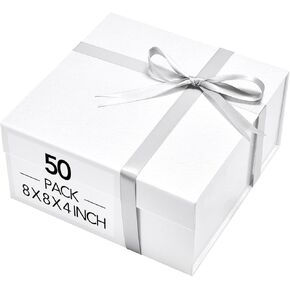 MESHA 8X8X4 Magnetic Gift Box, 1PC Gift Boxes for Presents,Gift Box Magnetic Closure,Black Gift Boxes with Lids,Magnetic Boxes for Gift,Bridesmaid Proposal Box for Presents