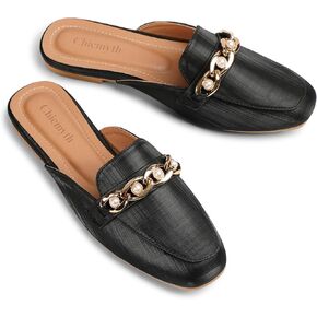 Women's Mules Flat Shoes;Square Toe Slides Backless Fashion Mules for Women.