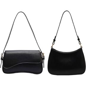 Black Leather Purses, Y2K Trendy Shoulder Bag for Women