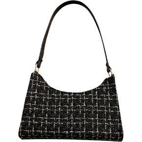 Verdusa Women's Tweed Shoulder Bag Plaid Print Work Bags Top Handle Handbag